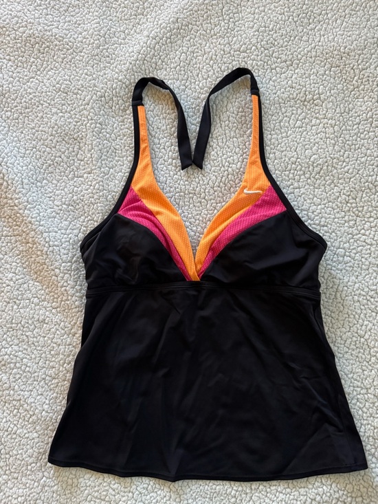 Nike Other - Nike Black Swim Tankini Top with Orange and Pink Trim
